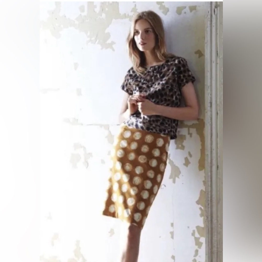 MAEVE Anthropologie Corded Dots Brushed Corduroy Pencil Skirt